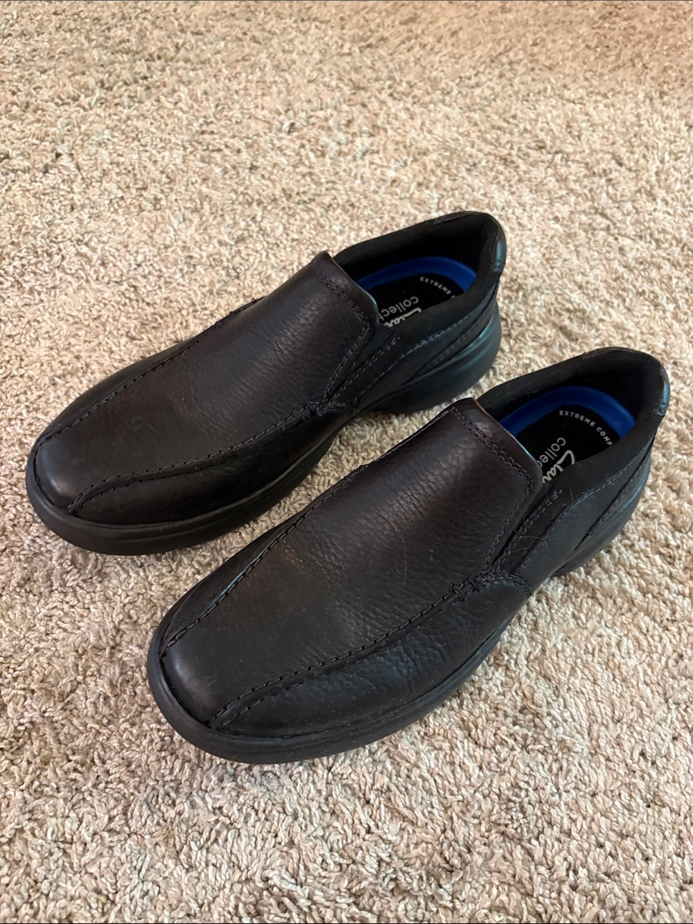 Clarks Black Slip-On Leather Loafers for Men